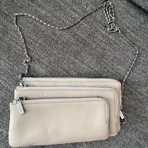 Danier leather white clutch crossbody purse - like new condition
